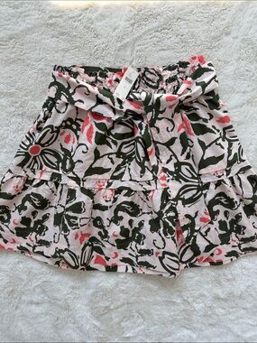 Anthropologie Bettina Paperbag Skirt M Medium Floral Cotton Tie Waist NWT $108